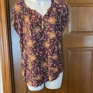 Chaps Floral Blouse - Purple and Pink